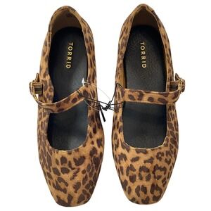 Torrid Womens Leopard Print Mary Jane Flats Wide Width Brown Animal Print 8WW